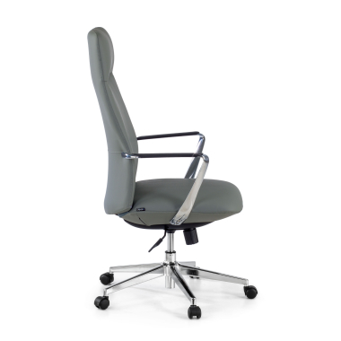sillon de oficina gris respaldo alto piel sintetica brazos fijos 4