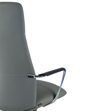 sillon de oficina gris respaldo alto piel sintetica brazos fijos 10