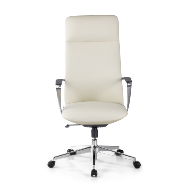 sillon de oficina blanco respaldo alto piel sintetica brazos fijos 3