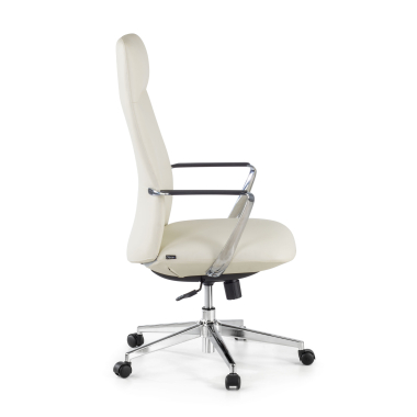 sillon de oficina blanco respaldo alto piel sintetica brazos fijos 4