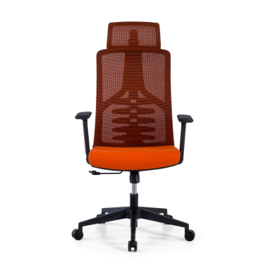 silla ergonomica naranja quick malla brazos regulables 3d soporte lumbar reposacabezas 3