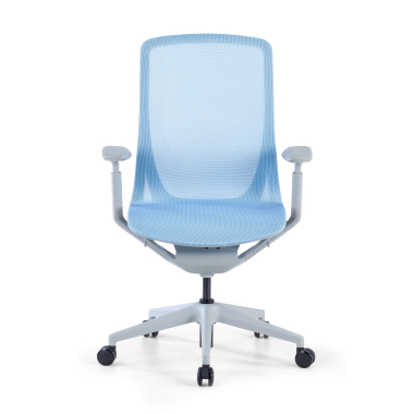 silla oficina de diseno blanco azul kinet malla brazos regulables 3d 3