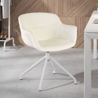 Silla de Reuniones Ores, base piramidal, excelentes acabados, Ecopiel