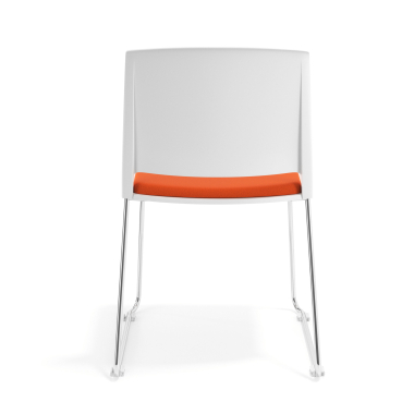 silla confidente blanco naranja sin brazos tapizada tela sin brazos 4
