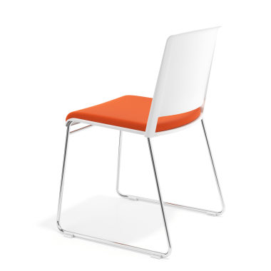 silla confidente blanco naranja sin brazos tapizada tela sin brazos 5