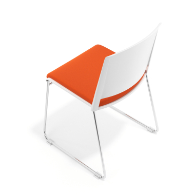 silla confidente blanco naranja sin brazos tapizada tela sin brazos 7
