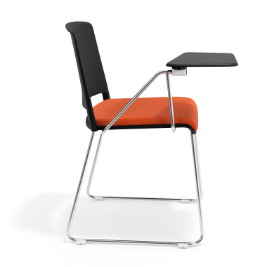 silla con pala negro naranja con pala de escritura tapizada tela sin brazos 3