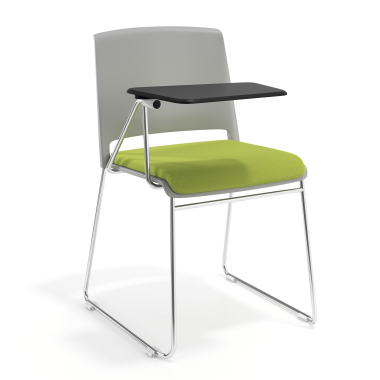 silla con pala gris verde con pala de escritura tapizada tela sin brazos 1