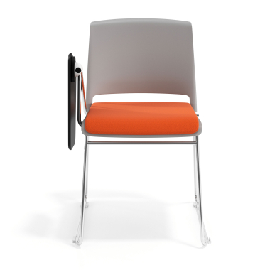 silla con pala gris naranja con pala de escritura tapizada tela sin brazos 6