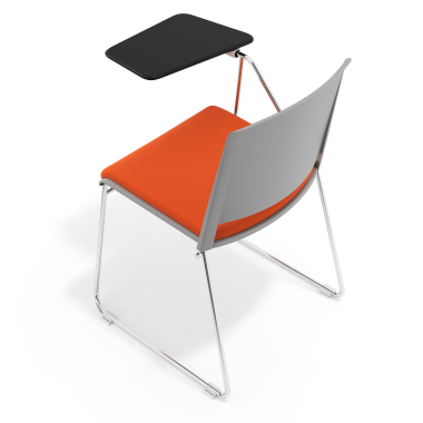 silla con pala gris naranja con pala de escritura tapizada tela sin brazos 7