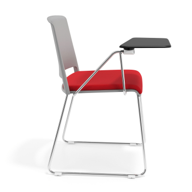 silla con pala gris rojo con pala de escritura tapizada tela sin brazos 3