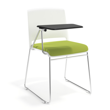 silla con pala blanco verde con pala de escritura tapizada tela sin brazos 1