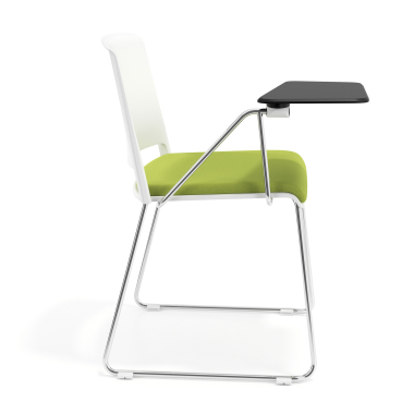 silla con pala blanco verde con pala de escritura tapizada tela sin brazos 3