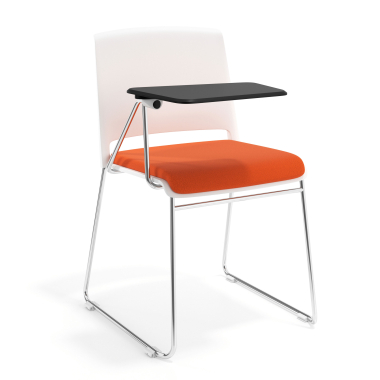 silla con pala blanco naranja con pala de escritura tapizada tela sin brazos 1