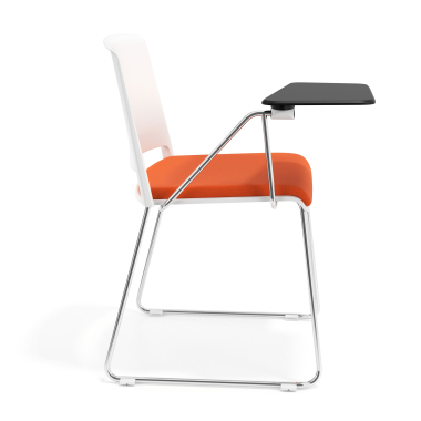 silla con pala blanco naranja con pala de escritura tapizada tela sin brazos 3