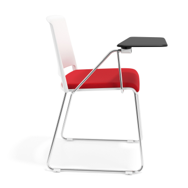 silla con pala blanco rojo con pala de escritura tapizada tela sin brazos 3