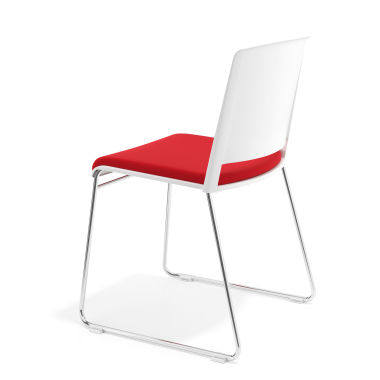 silla confidente blanco rojo sin brazos tapizada tela sin brazos 5