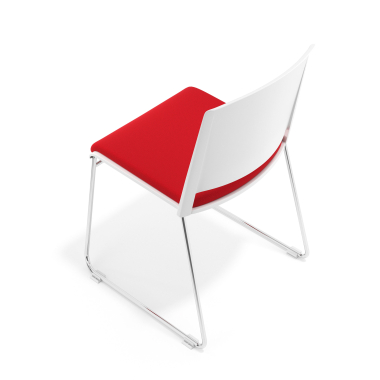 silla confidente blanco rojo sin brazos tapizada tela sin brazos 7