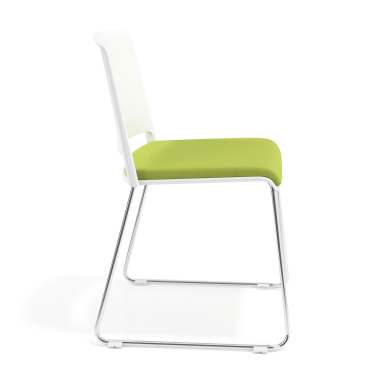 silla confidente blanco verde sin brazos tapizada tela sin brazos 3