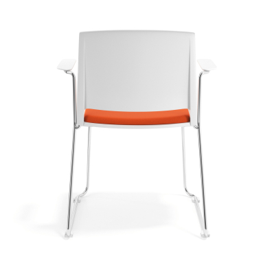 silla confidente blanco naranja con brazos tapizada tela sin brazos 4