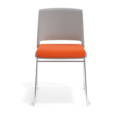 silla confidente gris naranja sin brazos tapizada tela sin brazos 6