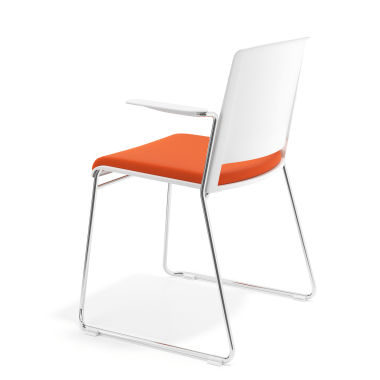 silla confidente blanco naranja con brazos tapizada tela sin brazos 5