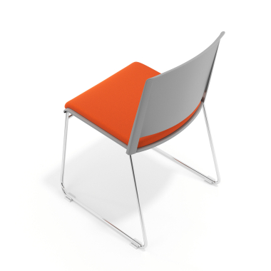 silla confidente gris naranja sin brazos tapizada tela sin brazos 7