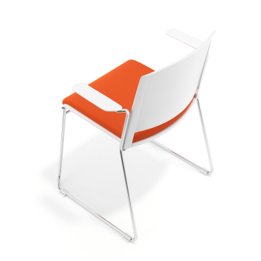 silla confidente blanco naranja con brazos tapizada tela sin brazos 7