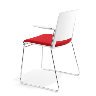 silla confidente blanco rojo con brazos tapizada tela sin brazos 5