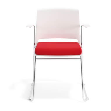silla confidente blanco rojo con brazos tapizada tela sin brazos 6