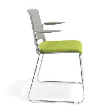 silla confidente gris verde con brazos tapizada tela sin brazos 3