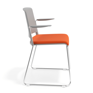 silla confidente gris naranja con brazos tapizada tela sin brazos 3