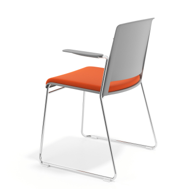 silla confidente gris naranja con brazos tapizada tela sin brazos 5