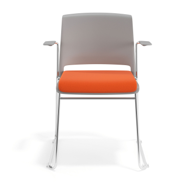 silla confidente gris naranja con brazos tapizada tela sin brazos 6