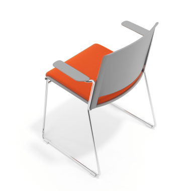 silla confidente gris naranja con brazos tapizada tela sin brazos 7