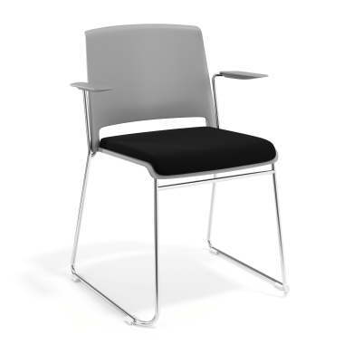 silla confidente gris negro con brazos tapizada tela sin brazos 1