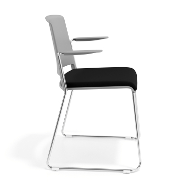 silla confidente gris negro con brazos tapizada tela sin brazos 3