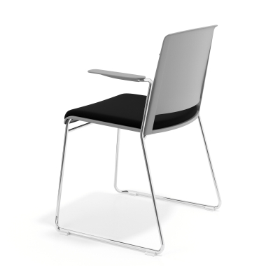 silla confidente gris negro con brazos tapizada tela sin brazos 5