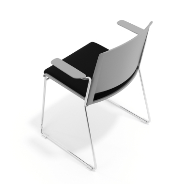 silla confidente gris negro con brazos tapizada tela sin brazos 7