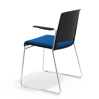 silla confidente negro azul con brazos tapizada tela sin brazos 5