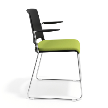 silla confidente negro verde con brazos tapizada tela sin brazos 3