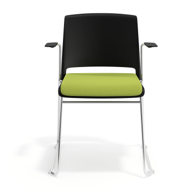 silla confidente negro verde con brazos tapizada tela sin brazos 6