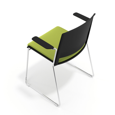 silla confidente negro verde con brazos tapizada tela sin brazos 7