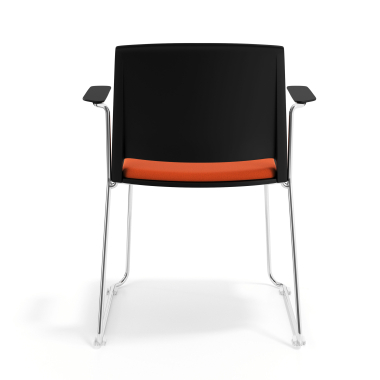 silla confidente negro naranja con brazos tapizada tela sin brazos 4