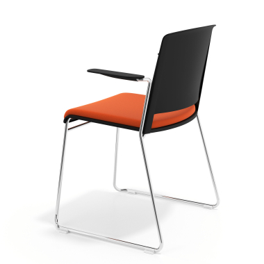 silla confidente negro naranja con brazos tapizada tela sin brazos 5