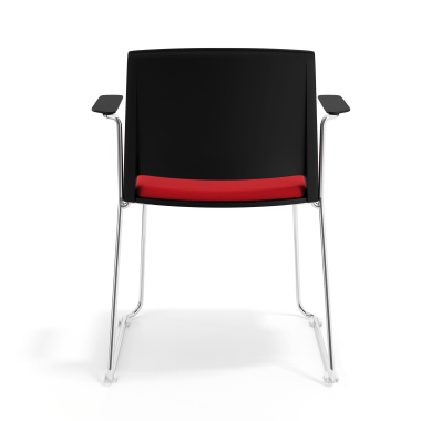 silla confidente negro rojo con brazos tapizada tela sin brazos 4