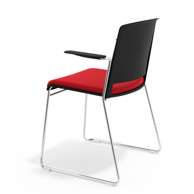 silla confidente negro rojo con brazos tapizada tela sin brazos 5