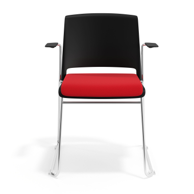 silla confidente negro rojo con brazos tapizada tela sin brazos 6