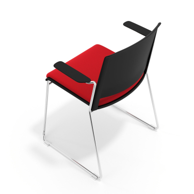 silla confidente negro rojo con brazos tapizada tela sin brazos 7