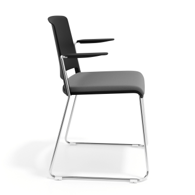 silla confidente negro gris con brazos tapizada tela sin brazos 3